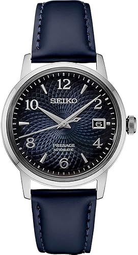 SEIKO Automatic Watch for Men - Presage Cocktail Time - Patterned with Golden Numerals and Date Calendar, 50m Water-Resistant