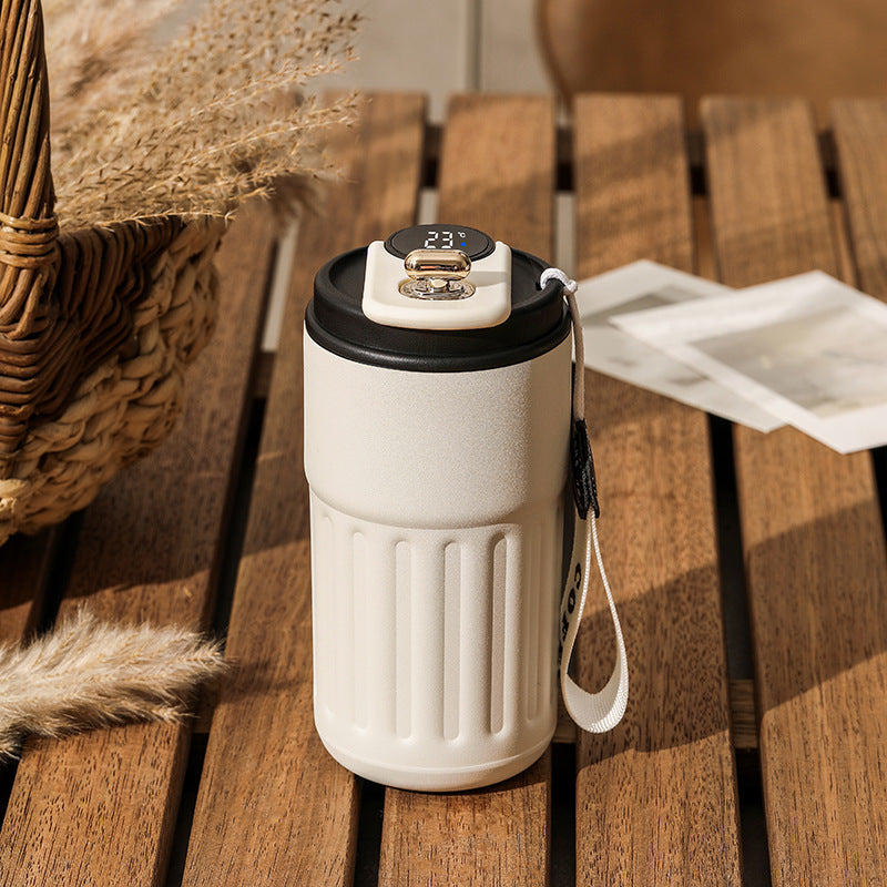 Smart Digital Thermal Bottle Portable Coffee Mug Stainless Steel Water Bottle In-Car Insulated Cup Keep Cold Vacuum Flasks 450ml 17