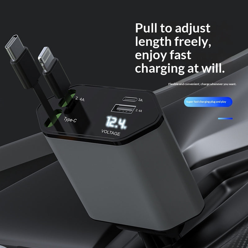 4 In 1 Retractable Car Charger Fast Car Phone Charger 120W With USB Type C Cable 7
