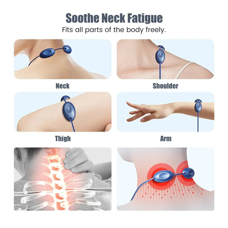 Smart Neck Massager Heating EMS Pulse Neck Massage Apparatus Heat Electric Mini Back Body Massager Cervical Vertebra Pain Relief 4