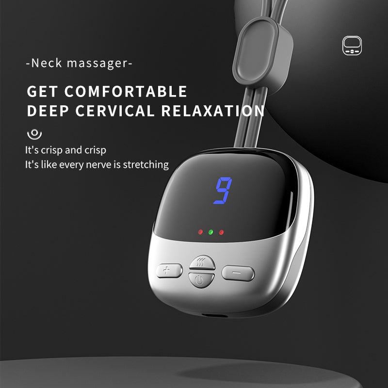 2024 Mini Portable Hanging Neck Massager With Heat Electric EMS TENS Pulse Hot Compress Smart Cervical Spine Massager Shoulder