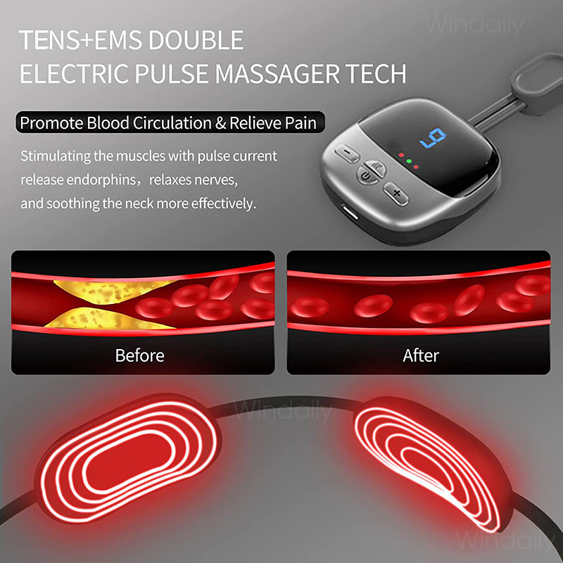2024 Mini Portable Hanging Neck Massager With Heat Electric EMS TENS Pulse Hot Compress Smart Cervical Spine Massager Shoulder 3