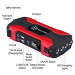 Car Jump Starter Booster 800A Peak 28000mAh 12V Battery Charger Up To 6.0L Gas Or 3.0L Diesel Engine With LCD Screen 4 Modes LED Flashlight 5