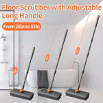 Scrub Brush With Long Handle, Floor Scrub Brush Squeegee Broom For Cleaning, 3 In 1 Shower Scrubber Floor Broom Squeegee For Concrete Tile Wall Deck Patio Grey 4
