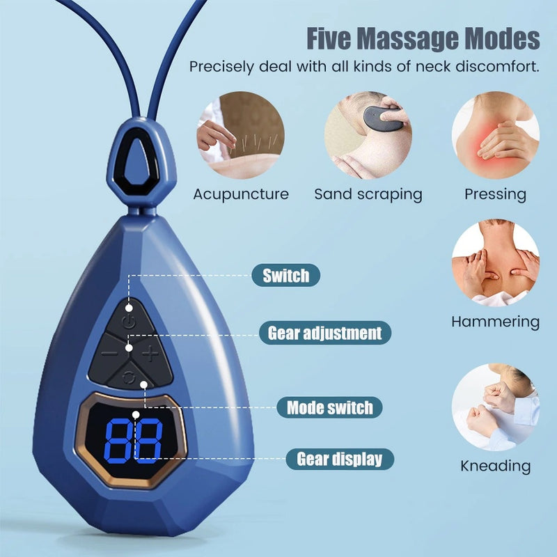 Smart Neck Massager Heating EMS Pulse Neck Massage Apparatus Heat Electric Mini Back Body Massager Cervical Vertebra Pain Relief 3