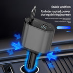 4 In 1 Retractable Car Charger Fast Car Phone Charger 120W With USB Type C Cable 5