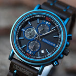 Blue Wooden Chronograph Watch 3