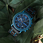 Blue Wooden Chronograph Watch 4