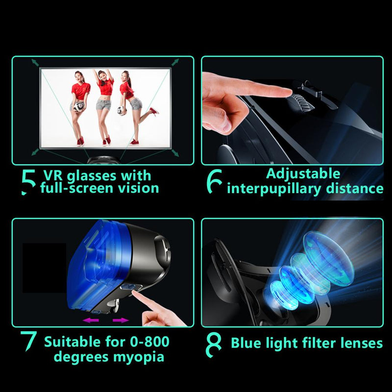 VR Helmet 3D Glasses Virtual Reality Support 0-800 Myopia For Smartphone Smart Phone Headset 9