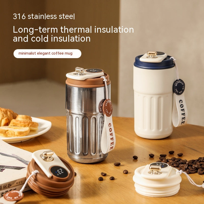 Smart Digital Thermal Bottle Portable Coffee Mug Stainless Steel Water Bottle In-Car Insulated Cup Keep Cold Vacuum Flasks 450ml 5