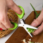 Multifunctional Multi-layer Green Onion Scissors Stainless Steel Onion Cutting Knife Herb Seaweed Spice Scissors Kitchen Scissor Kitchen Gadgets 2