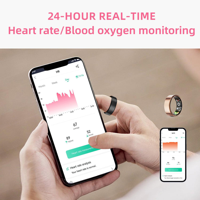 Smart Ring Health Tracker - Fitness Sleep Heart Rate Blood Oxygen Tracker Smart Ring For Men And Women,IP68 Waterproof Level Bluetooth Fitness Tracker Rings Family Care 2