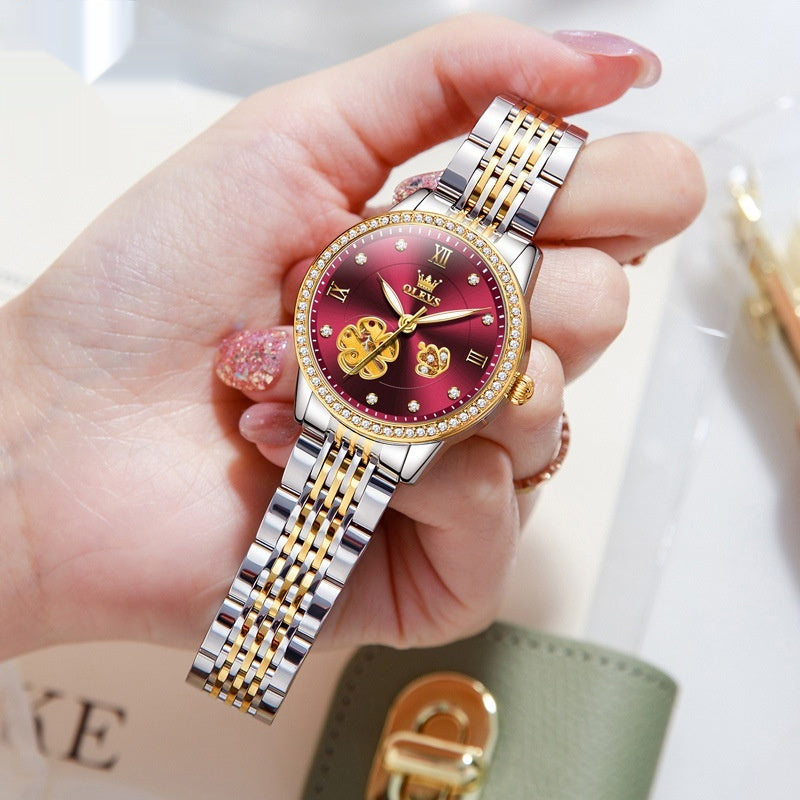 Hollow Mechanical Watch Women's Steel Belt Waterproof 2