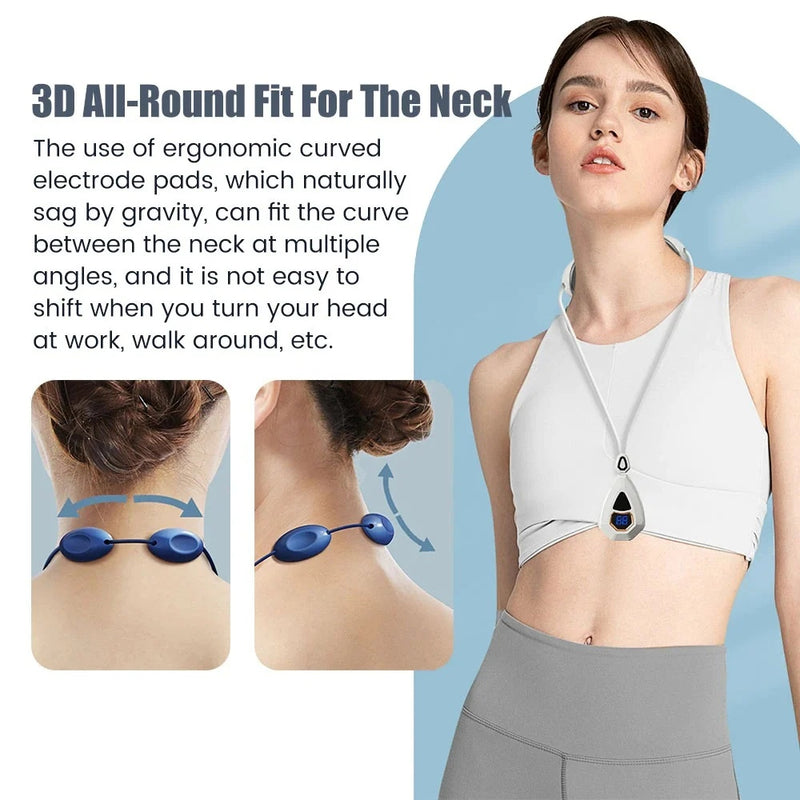 Smart Neck Massager Heating EMS Pulse Neck Massage Apparatus Heat Electric Mini Back Body Massager Cervical Vertebra Pain Relief 8