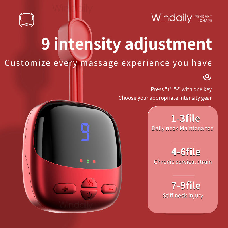2024 Mini Portable Hanging Neck Massager With Heat Electric EMS TENS Pulse Hot Compress Smart Cervical Spine Massager Shoulder 5