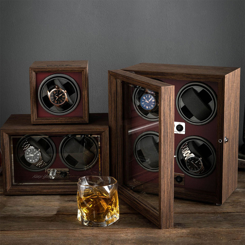 Vertical Solid Wood Leather Automatic Mechanical Watch  Winder Turn Storage Box 5