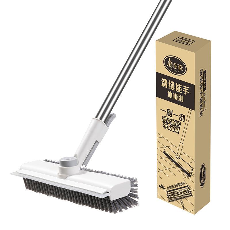 Floor Crevice Cleaning Brush Stiff Bristles Dual-action Long Handle 6