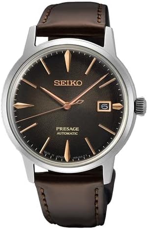 SEIKO Automatic Watch for Men - Presage Cocktail Time - Patterned with Golden Numerals and Date Calendar, 50m Water-Resistant