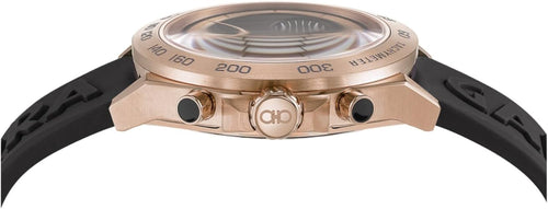 Ferragamo Urban Chrono Collection Luxury Mens Watch Timepieces with a Black Strap and Dial Featuring a Rose Gold Case