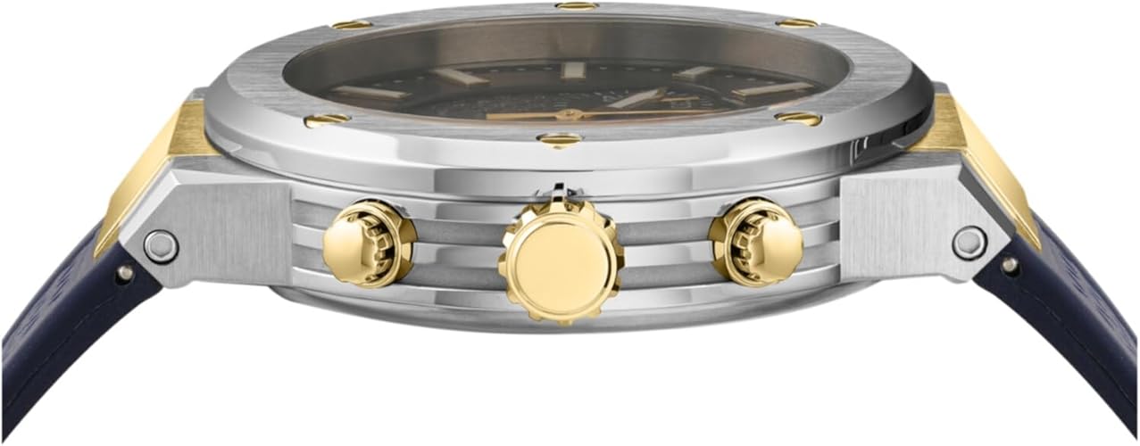 Ferragamo F-80 Chrono Collection Luxury Mens Watch Timepieces with a Black Strap Featuring a Stainless Steel Case and a Blue Dial