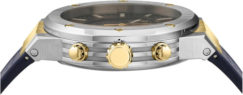 Ferragamo F-80 Chrono Collection Luxury Mens Watch Timepieces with a Black Strap Featuring a Stainless Steel Case and a Blue Dial