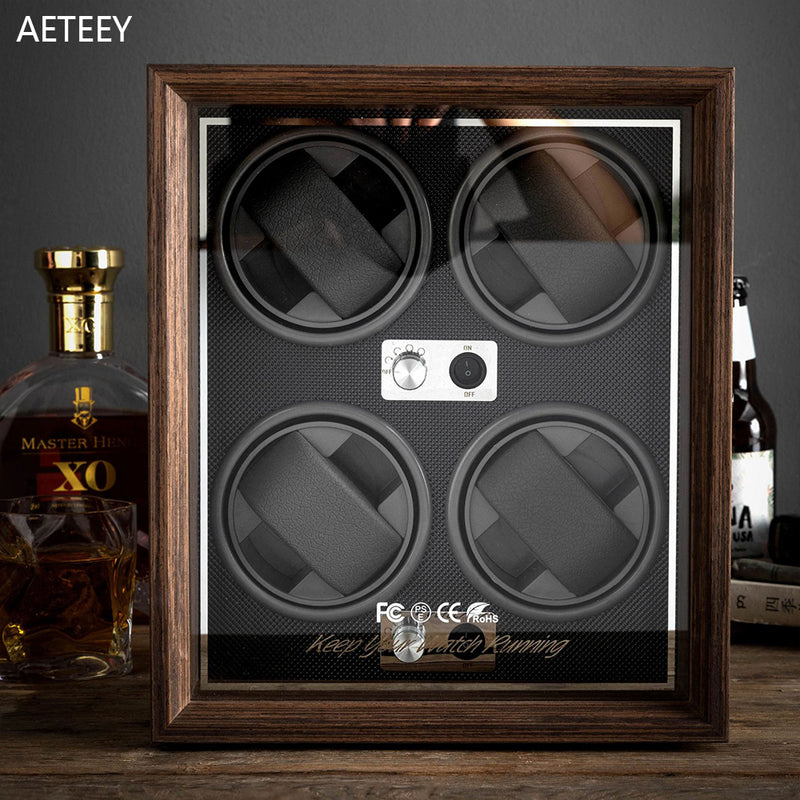 Vertical Solid Wood Leather Automatic Mechanical Watch  Winder Turn Storage Box 7