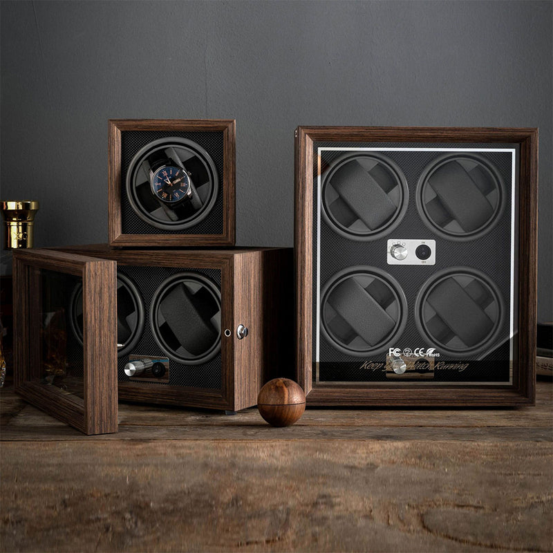 Vertical Solid Wood Leather Automatic Mechanical Watch  Winder Turn Storage Box 6