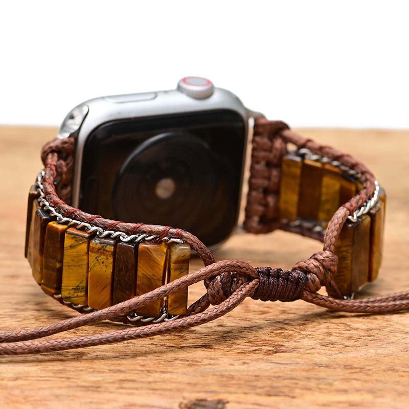 Rectangular Tiger Eye Stone ChainMen's Fashion Heroism Watch Strap Bracelet 4