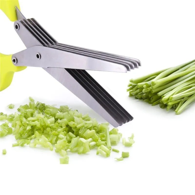 Multifunctional Multi-layer Green Onion Scissors Stainless Steel Onion Cutting Knife Herb Seaweed Spice Scissors Kitchen Scissor Kitchen Gadgets 1