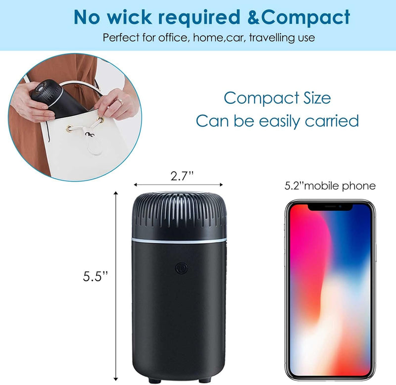 Car Diffuser Humidifier USB Aromatherapy Essential Oil Air Freshener USB Cool Mist Mini Portable Diffuser for Car Home Office Bedroom (Black) 5