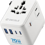 Universal Travel Adapter, International Travel Plug Adapter with 2 USB-C(PD 20W) ＆ 1 USB-A Ports, All in One Portable Adaptor, for USA, UK, EU, AU ＆ 224+ Countries (White) US 14