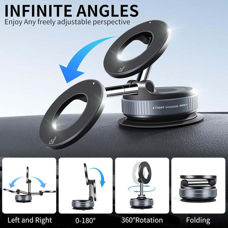 360 Foldable Vacuum Phone Holder Strong Magnetic Suction Cup Car Stand Car Mount 8
