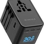 Universal Travel Adapter, International Travel Plug Adapter with 2 USB-C(PD 20W) ＆ 1 USB-A Ports, All in One Portable Adaptor, for USA, UK, EU, AU ＆ 224+ Countries (White) US 15