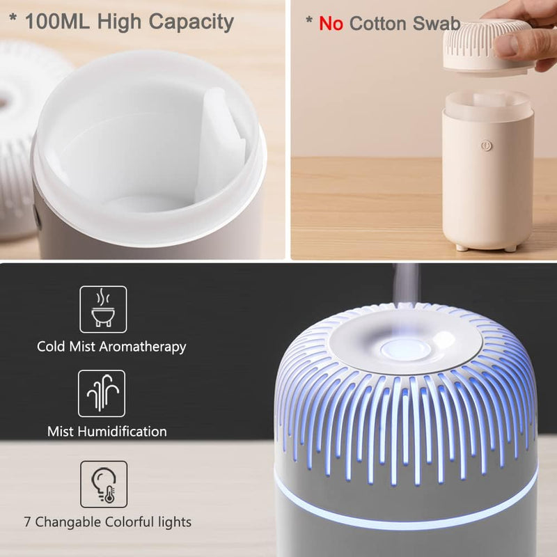 Car Diffuser Humidifier USB Aromatherapy Essential Oil Air Freshener USB Cool Mist Mini Portable Diffuser for Car Home Office Bedroom (Black) 19