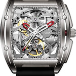 CIGA Design Skeleton Watch Z Series Titanium Automatic Mechanical Wristwatch Sapphire Tonneau Analog Men's Watches 3ATM Waterproof with Removable Silicone and Leather Strap Unisex Steampunk Gift 1