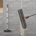 Floor Scrub Brush with Long Handle Length Adjustable, 3 in 1 Heavy-Duty Stiff 90° Bristle Floor Scrubber Broom with Squeegee, Cleaning Brush for Bathroom, Garage, Kitchen, Tile, Deck & Patio 8
