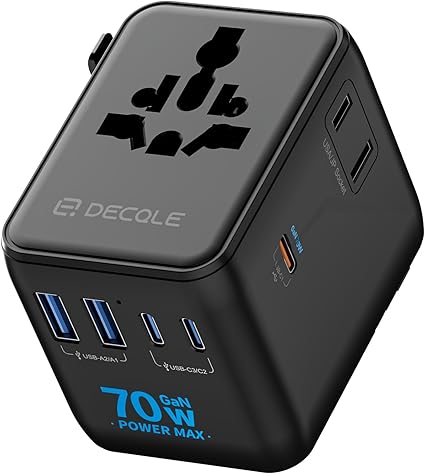Universal Travel Adapter, International Travel Plug Adapter with 2 USB-C(PD 20W) ＆ 1 USB-A Ports, All in One Portable Adaptor, for USA, UK, EU, AU ＆ 224+ Countries (White) US 17