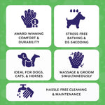 H HANDSON Pet Grooming Gloves - Patented #1 Ranked, Award Winning Shedding, Bathing, & Hair Remover Gloves - Gentle Brush for Cats, Dogs, and Horses (Purple, Medium) 7