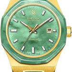 Diella Automatic Watches for Men Mens Watches Waterproof Date Luminous, Dial is Inlaid with Emerald Jade, Business Dress Watch with Diamond Hour Markers, Automatic Watches for Men Luxurious Gift 1