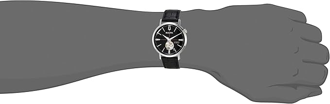 Bulova Men's Classic Aerojet 3-Hand Automatic Leather Strap Watch, Open Aperture, 40-Hour Power Reserve, Double Curved Mineral Crystal, 41mm 4