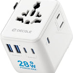 Universal Travel Adapter, International Travel Plug Adapter with 2 USB-C(PD 20W) ＆ 1 USB-A Ports, All in One Portable Adaptor, for USA, UK, EU, AU ＆ 224+ Countries (White) US 18