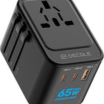 Universal Travel Adapter, International Travel Plug Adapter with 2 USB-C(PD 20W) ＆ 1 USB-A Ports, All in One Portable Adaptor, for USA, UK, EU, AU ＆ 224+ Countries (White) US 20
