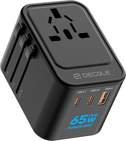 Universal Travel Adapter, International Travel Plug Adapter with 2 USB-C(PD 20W) ＆ 1 USB-A Ports, All in One Portable Adaptor, for USA, UK, EU, AU ＆ 224+ Countries (White) US 20
