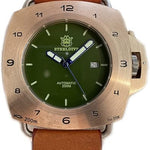 LOve Peace STEELDIVE Limited Edition Mens Watches Luminous Green Dial 47MM Square Bronze Dive Watch with Leather Strap Wristwatches (SD1935S) 1