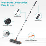 Floor Scrub Brush with Long Handle Length Adjustable, 3 in 1 Heavy-Duty Stiff 90° Bristle Floor Scrubber Broom with Squeegee, Cleaning Brush for Bathroom, Garage, Kitchen, Tile, Deck & Patio 6