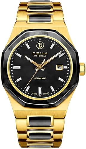 Diella Automatic Watches for Men Mens Watches Waterproof Date Luminous, Dial is Inlaid with Emerald Jade, Business Dress Watch with Diamond Hour Markers, Automatic Watches for Men Luxurious Gift 2