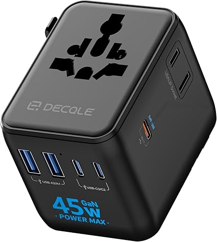 Universal Travel Adapter, International Travel Plug Adapter with 2 USB-C(PD 20W) ＆ 1 USB-A Ports, All in One Portable Adaptor, for USA, UK, EU, AU ＆ 224+ Countries (White) US 25