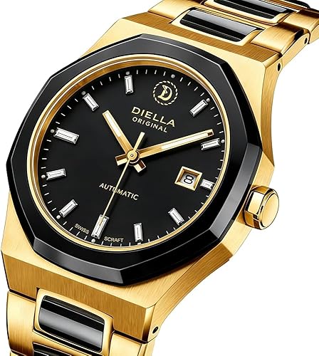Diella Automatic Watches for Men Mens Watches Waterproof Date Luminous, Dial is Inlaid with Emerald Jade, Business Dress Watch with Diamond Hour Markers, Automatic Watches for Men Luxurious Gift 4
