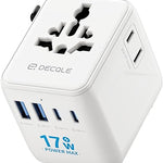 Universal Travel Adapter, International Travel Plug Adapter with 2 USB-C(PD 20W) ＆ 1 USB-A Ports, All in One Portable Adaptor, for USA, UK, EU, AU ＆ 224+ Countries (White) US 11