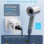 Universal Travel Adapter, International Travel Plug Adapter with 2 USB-C(PD 20W) ＆ 1 USB-A Ports, All in One Portable Adaptor, for USA, UK, EU, AU ＆ 224+ Countries (White) US 9